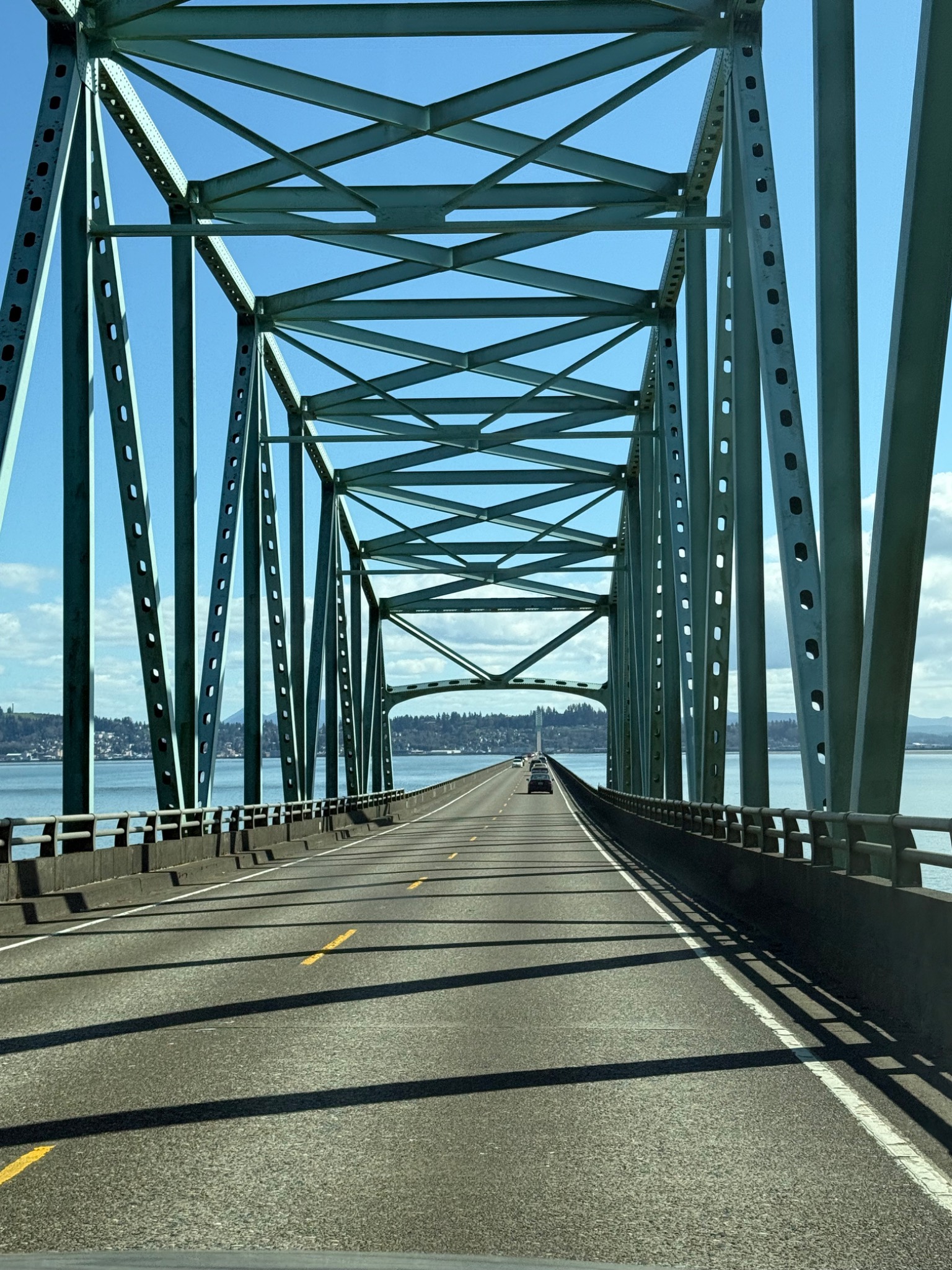 Road crossing a large bridge